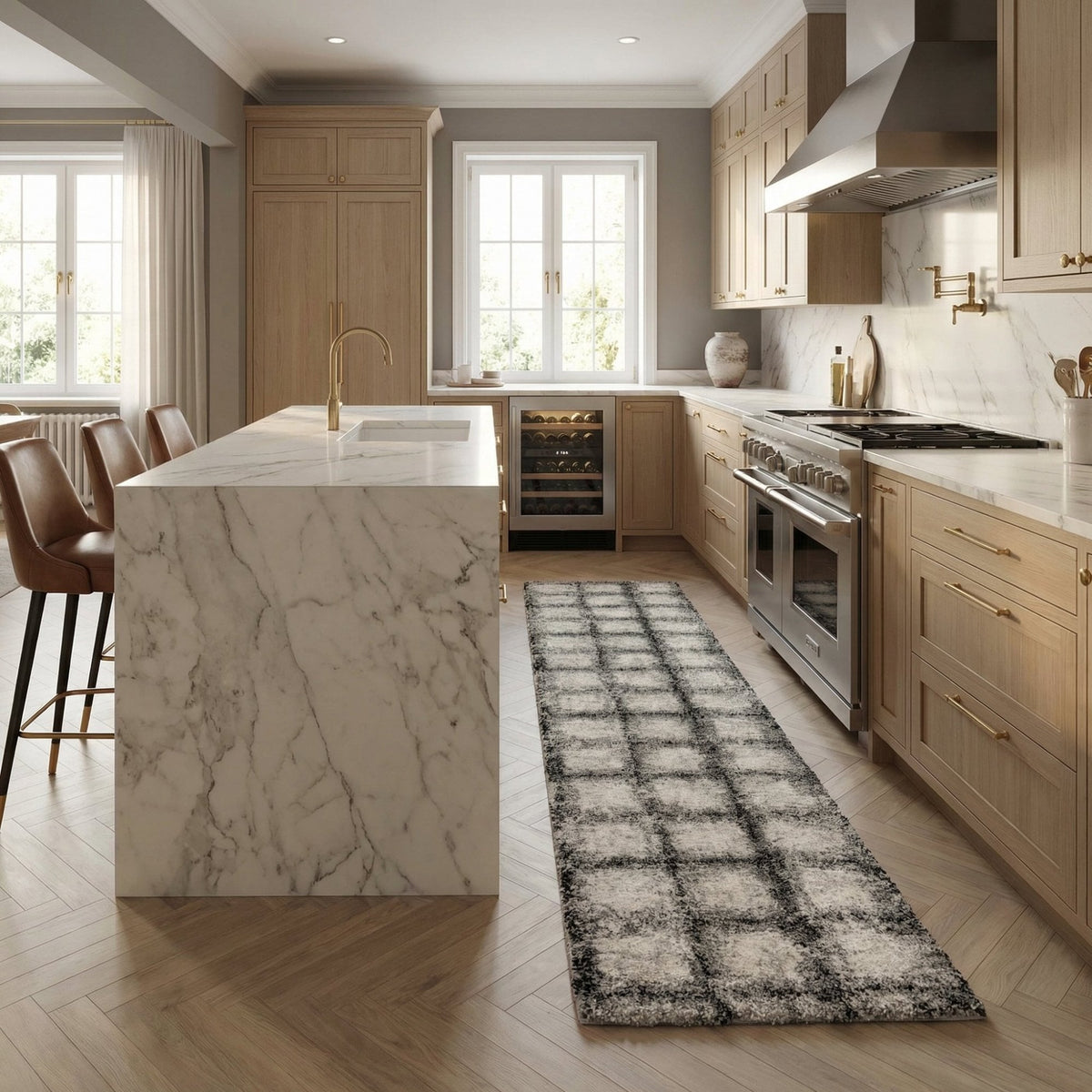 Mehari Black/White 23095-6248 Kitchen Runner