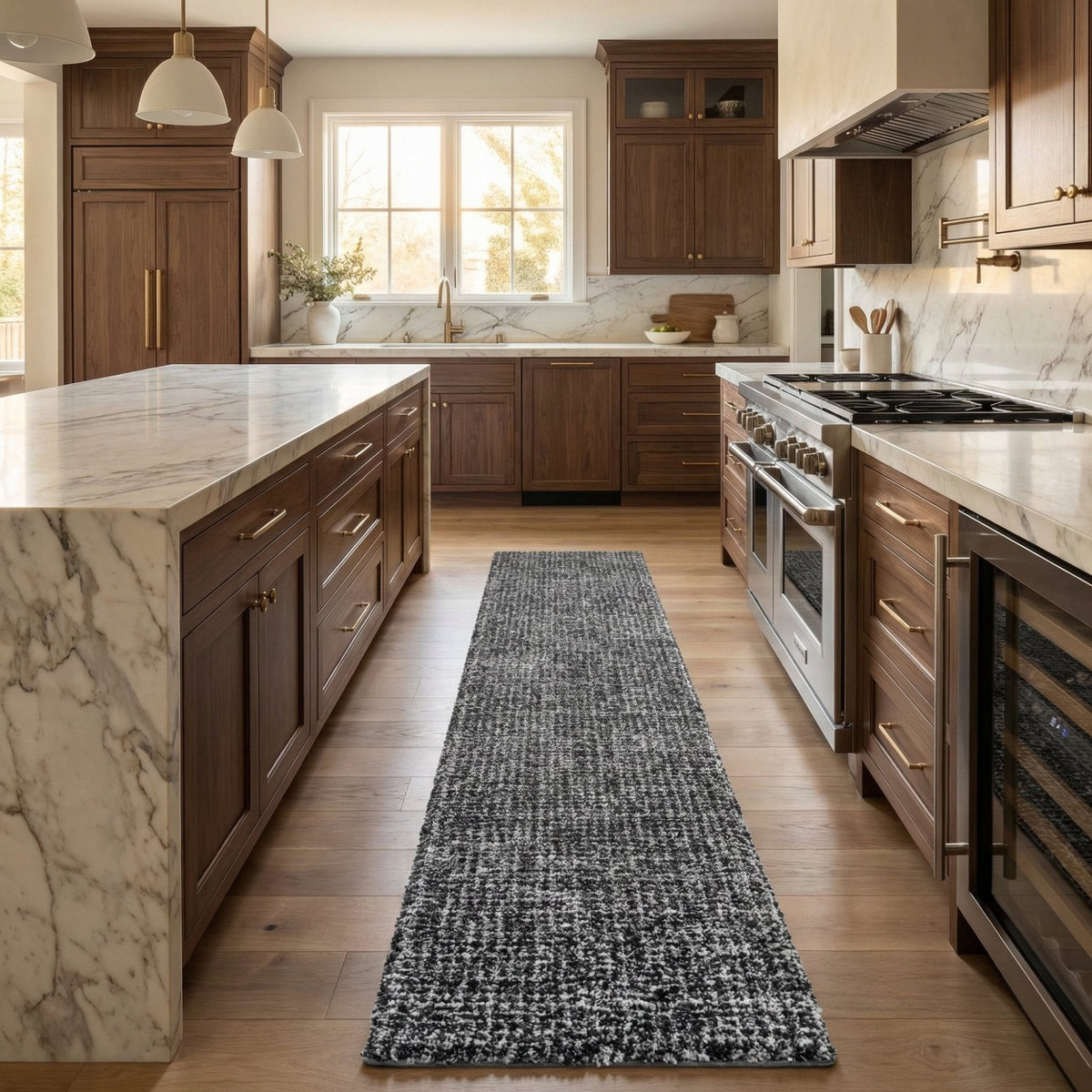 Mehari Dark Gray/Ivory 23160-8268 Kitchen Runner