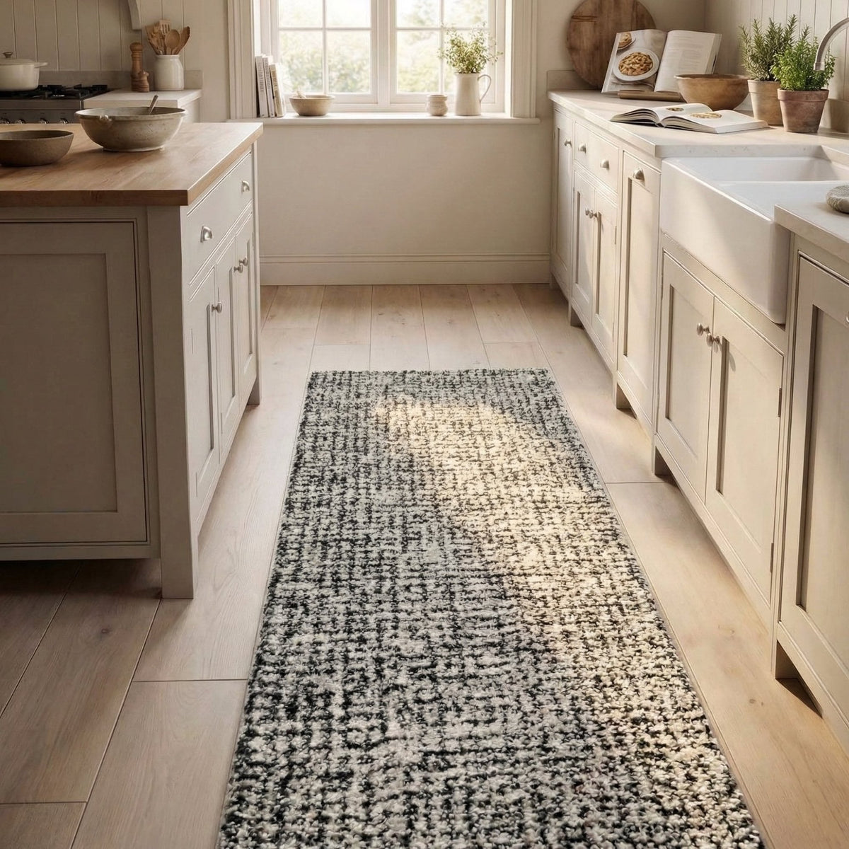 Mehari Gray/Ivory 23160-6288 Kitchen Runner