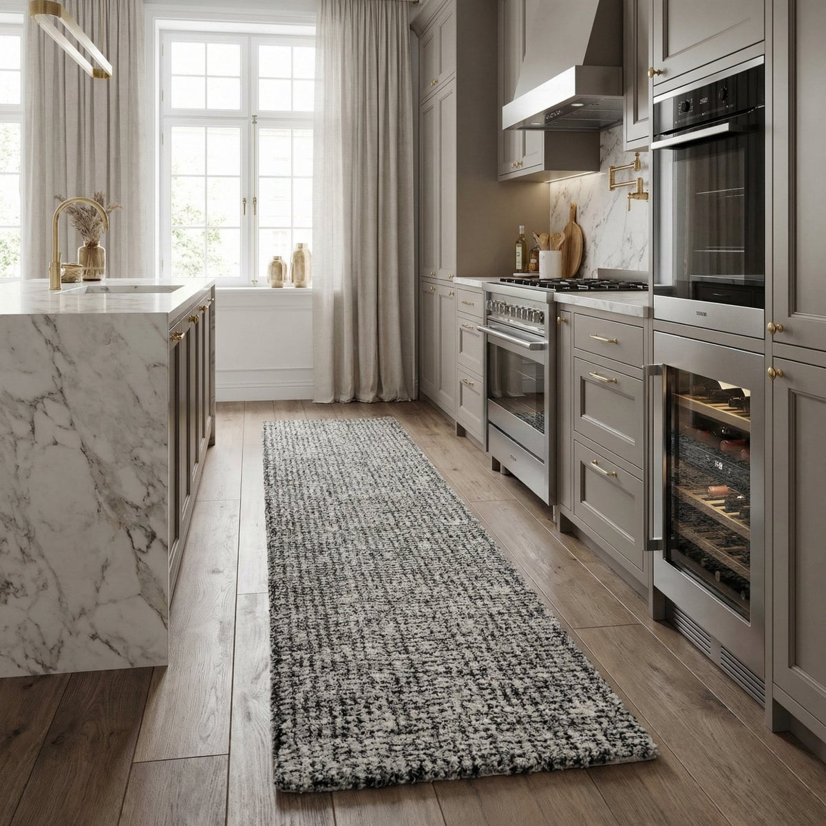Mehari Gray/Ivory 23160-6288 Kitchen Runner