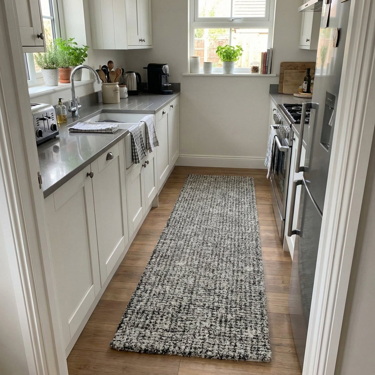 Mehari Gray/Ivory 23160-6288 Kitchen Runner