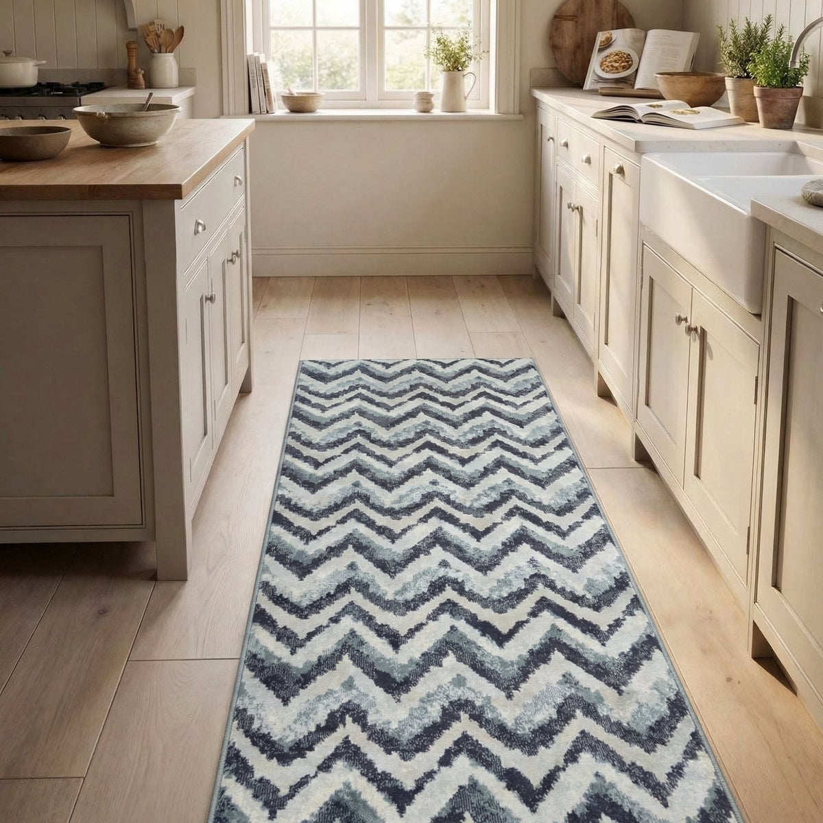 Melody Blue Beige 985018-119 Kitchen Runner