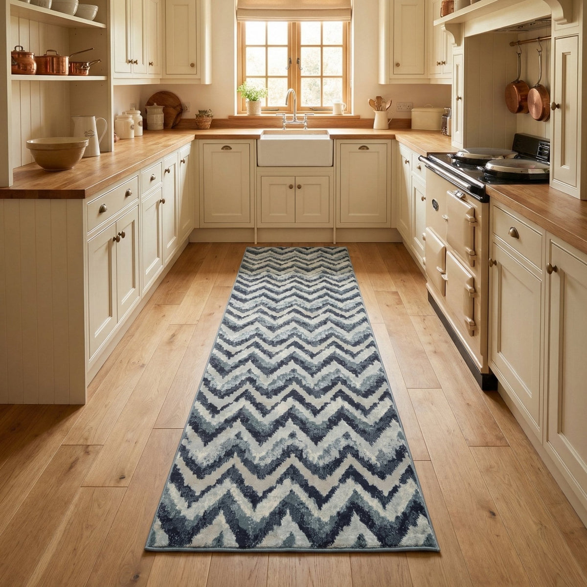 Melody Blue Beige 985018-119 Kitchen Runner