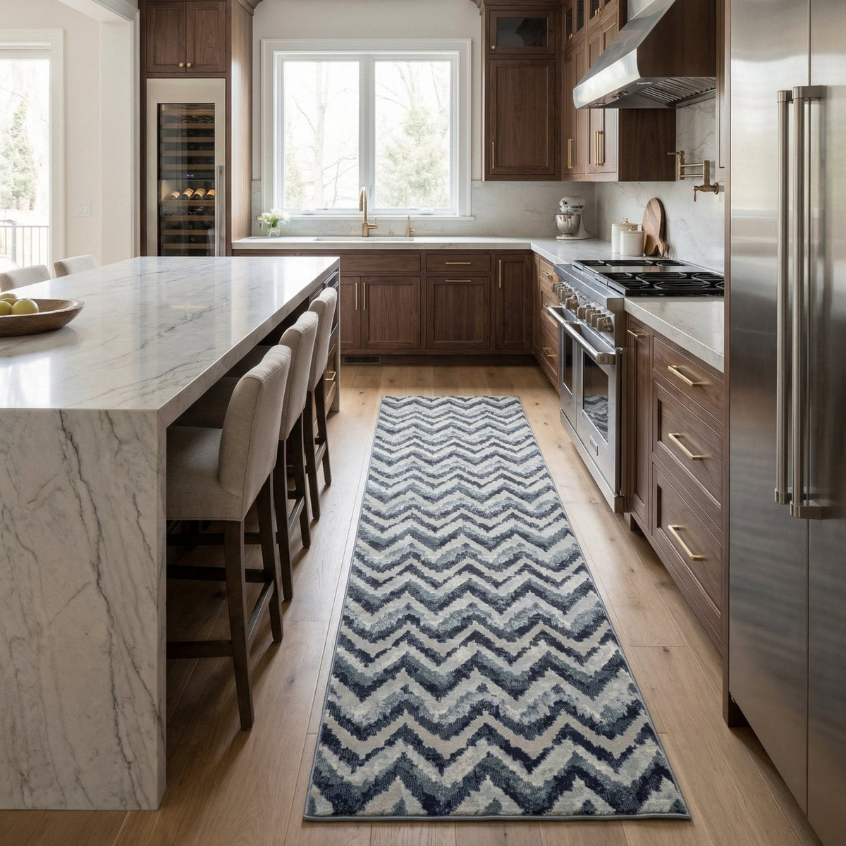 Melody Blue Beige 985018-119 Kitchen Runner