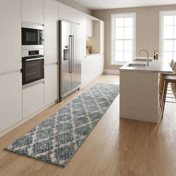 Melody Ivory/Blue 985015-117 Kitchen Runner