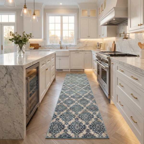 Melody Ivory/Blue 985015-117 Kitchen Runner