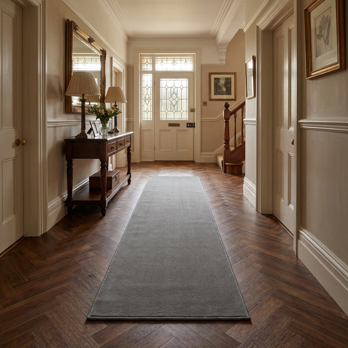 Plain L. Grey  Hall Runner