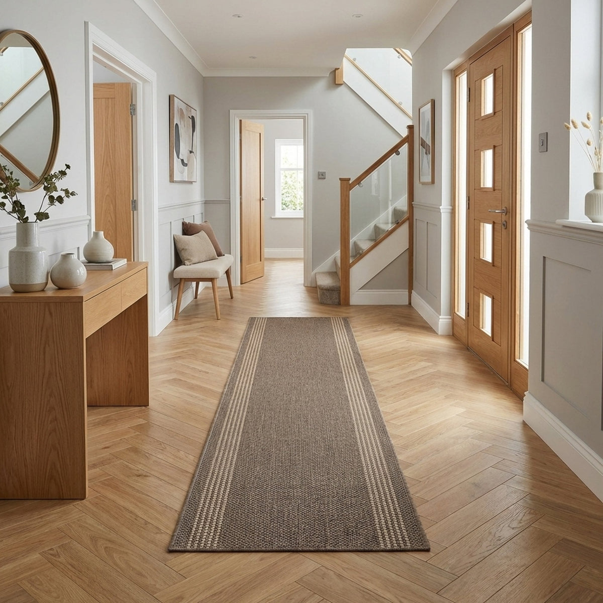 Natura Tweed Beige  Hall Runner