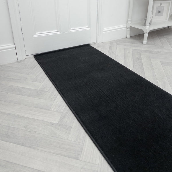 Plain Black  Hall Runner