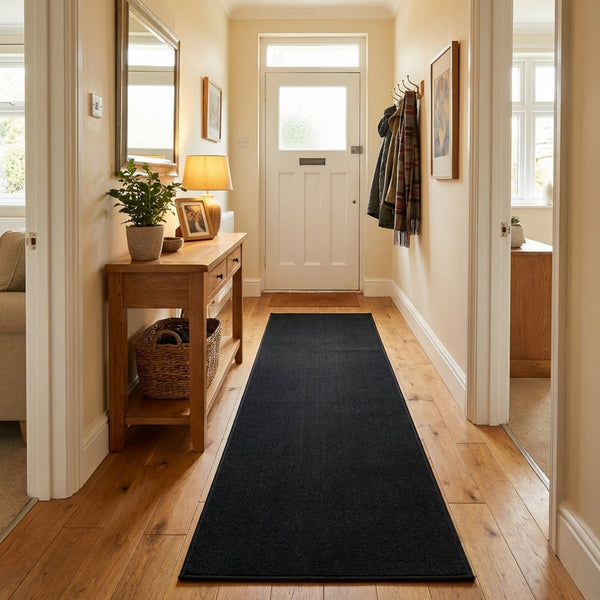 Plain Black  Rug Runner
