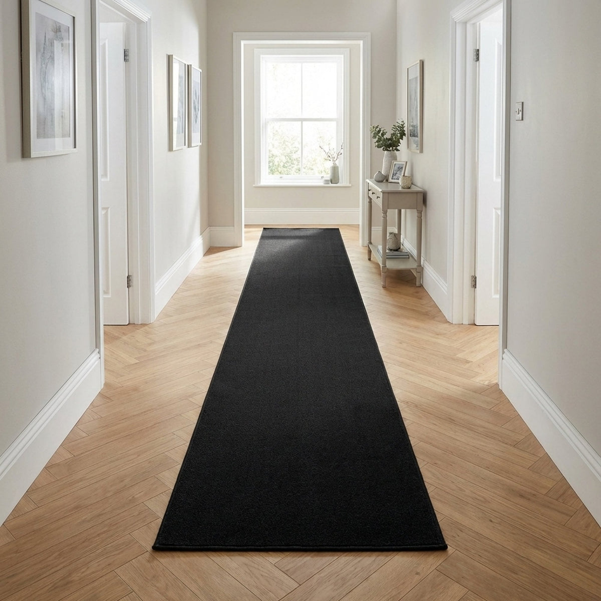 Plain Black  Rug Runner