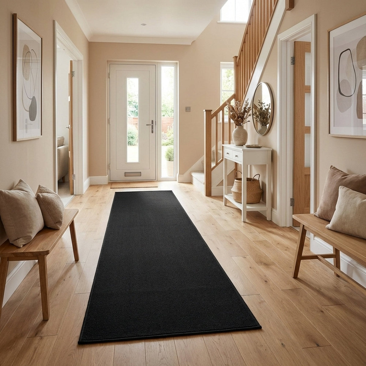 Plain Black  Rug Runner