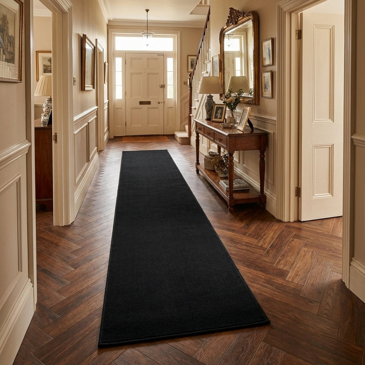Plain Black  Rug Runner