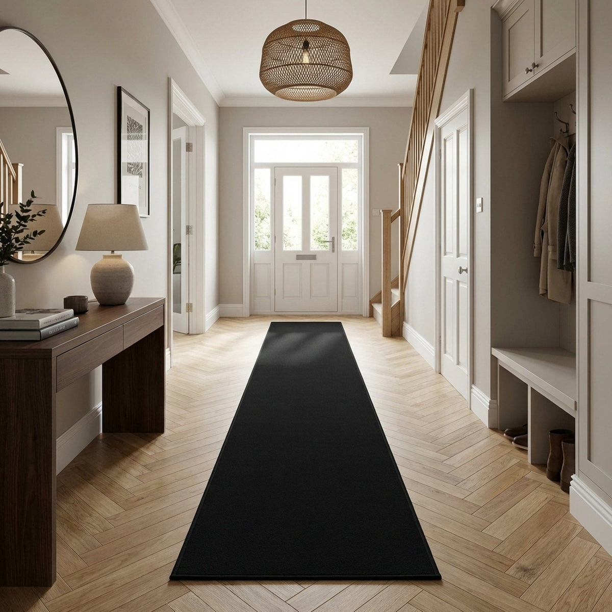 Plain Black  Rug Runner
