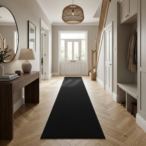 Plain Black  Rug Runner