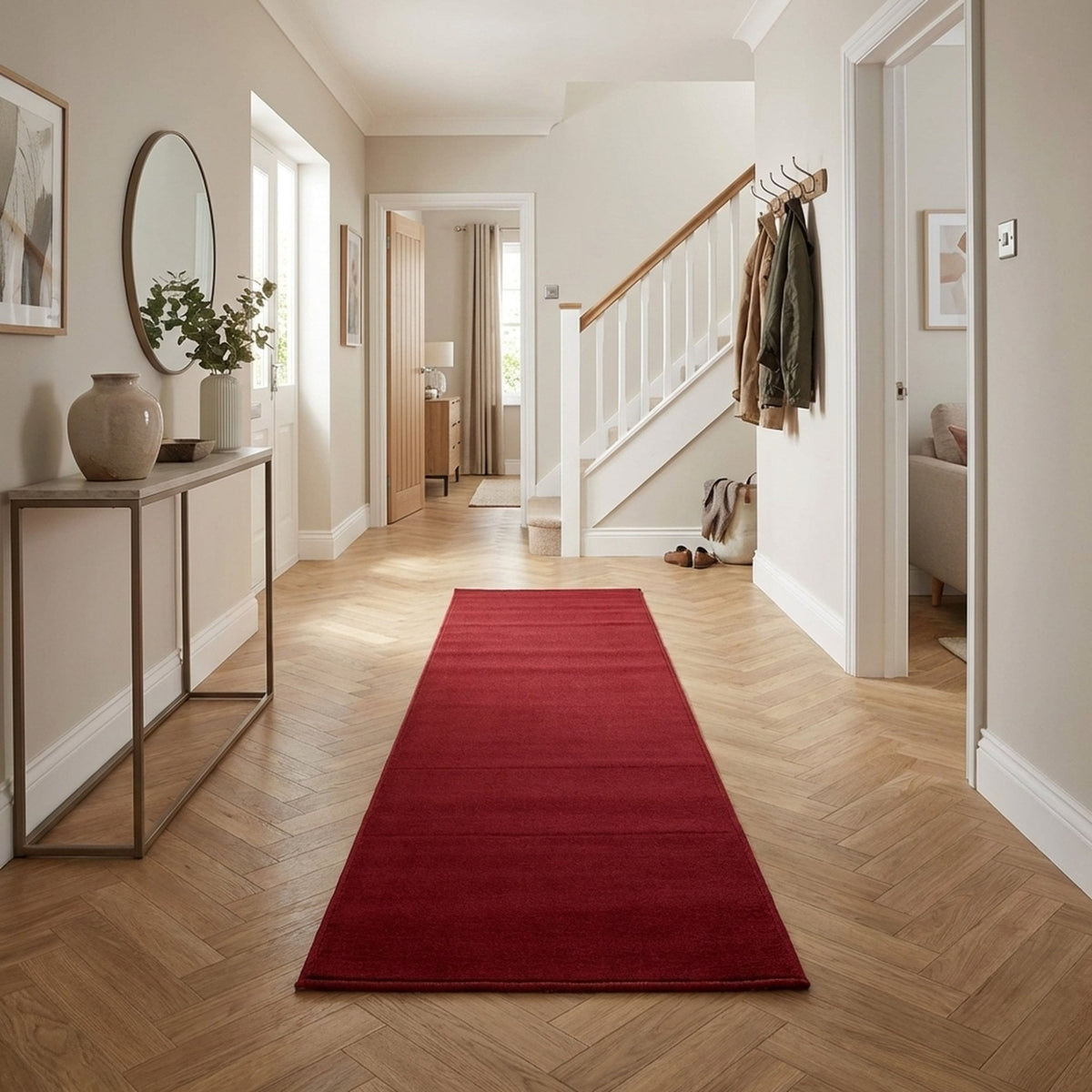 Plain Red  Rug Runner