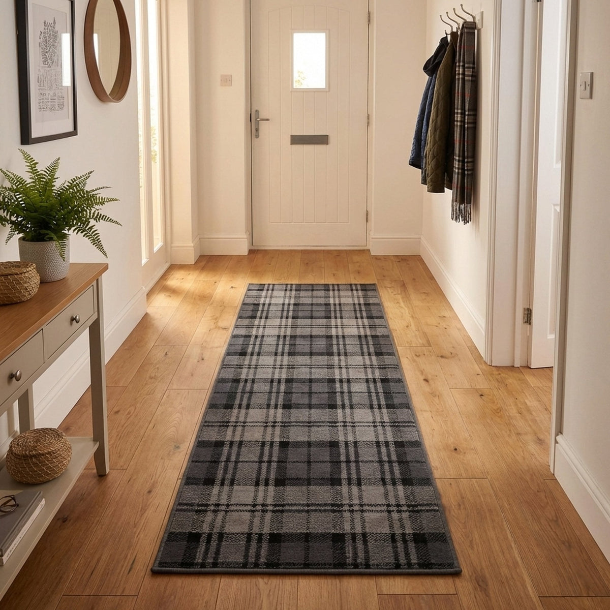 Tartan Schwarz Flurläufer