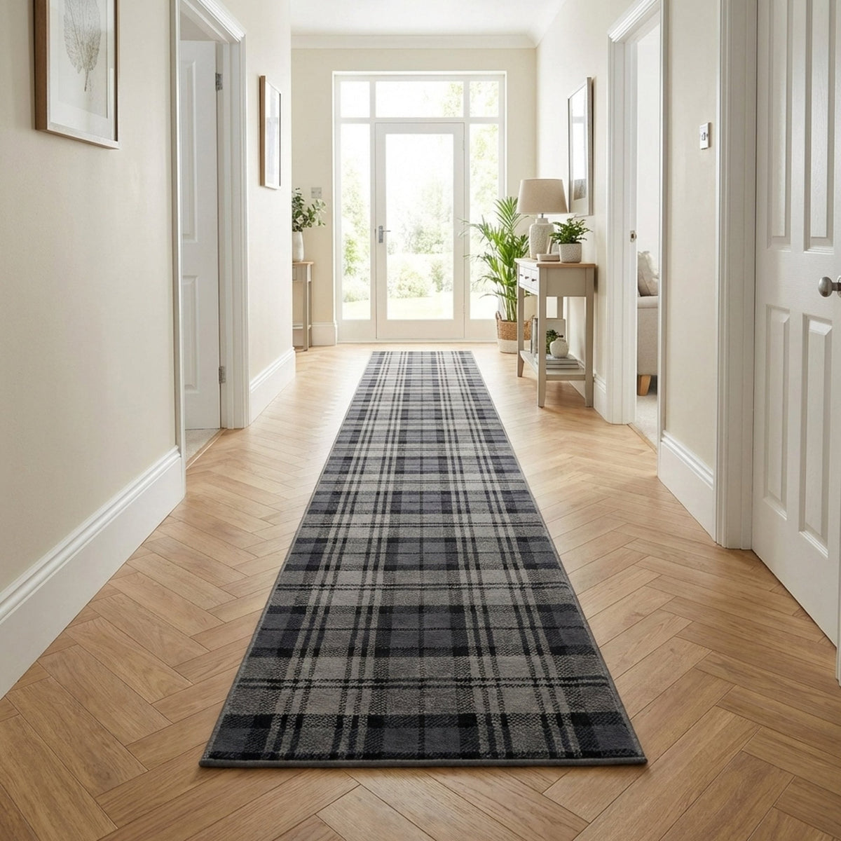 Tartan Schwarz Flurläufer