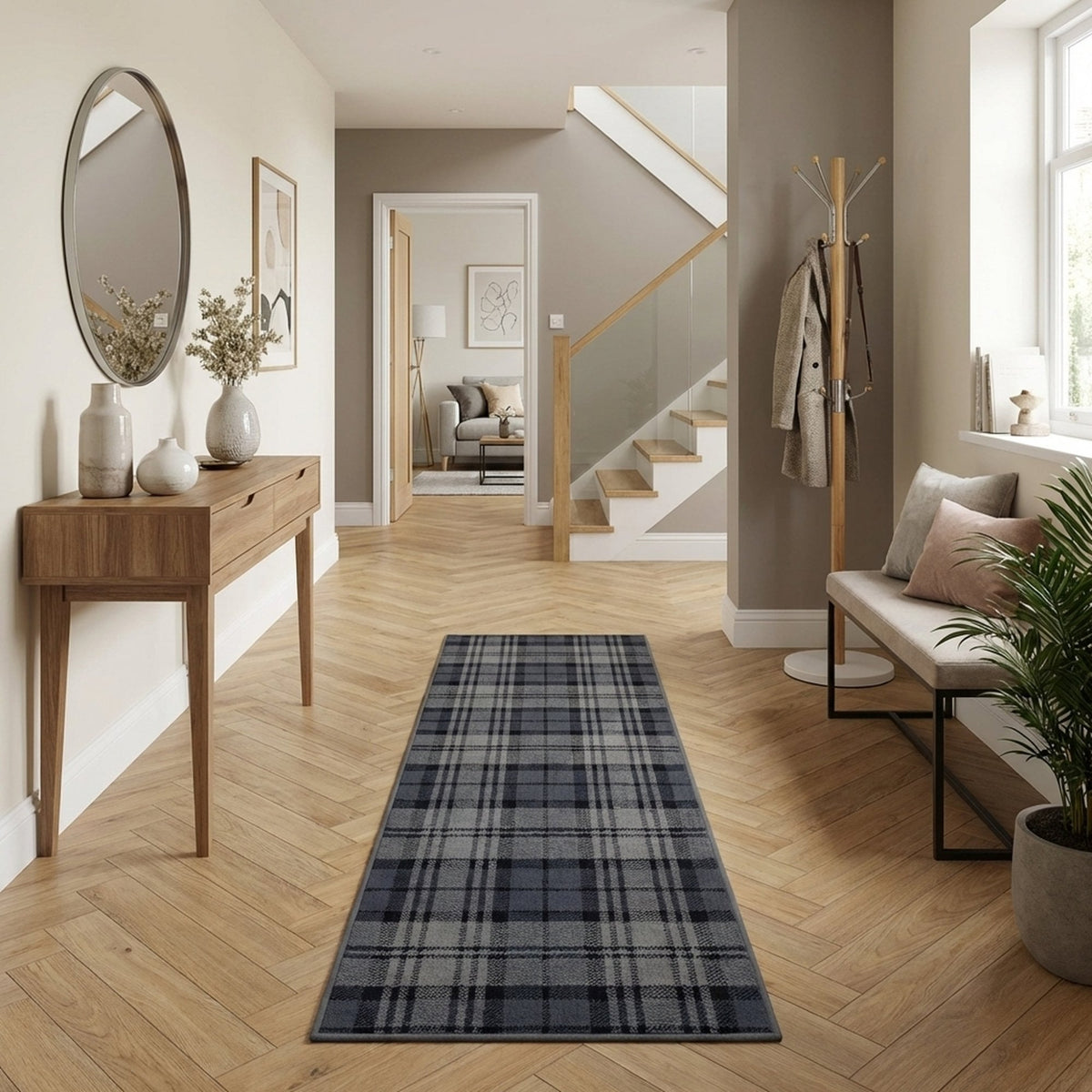 Tartan Schwarz Flurläufer