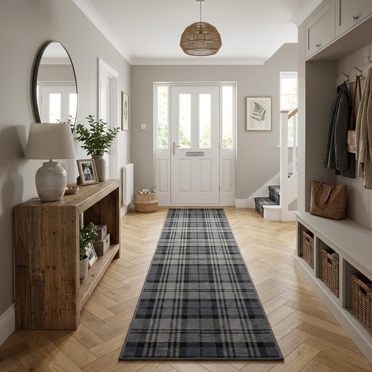 Tartan Schwarz Flurläufer