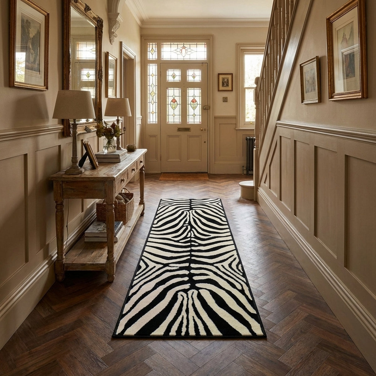 Zebra Print  Rug Runner