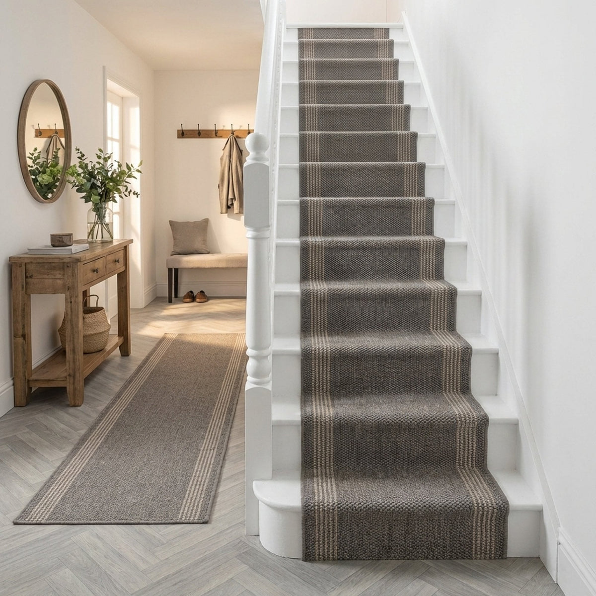 Natura Tweed Beige Stair Runner