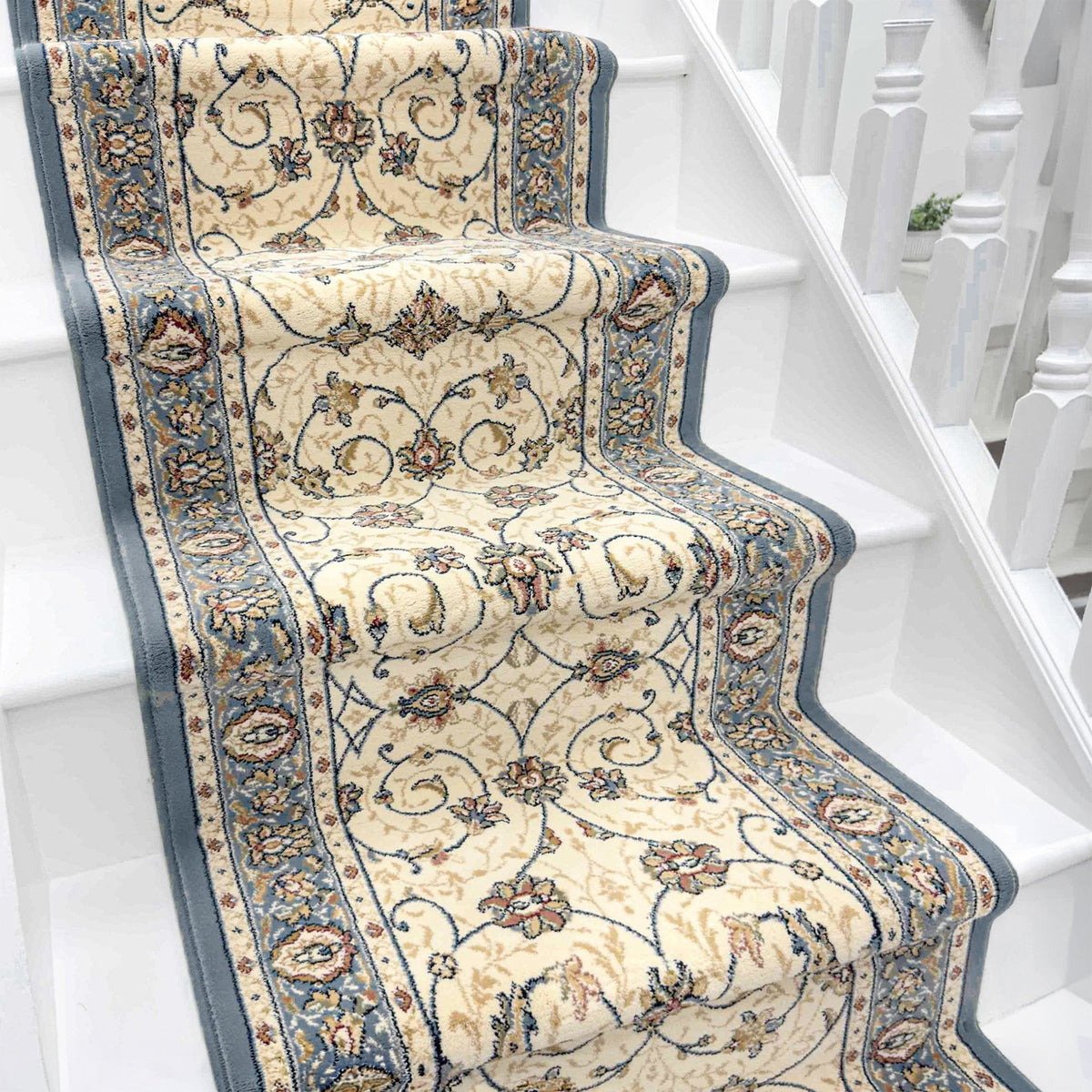 Ancient Garden Beige/Light Blue 57120-6454 Stair Runner