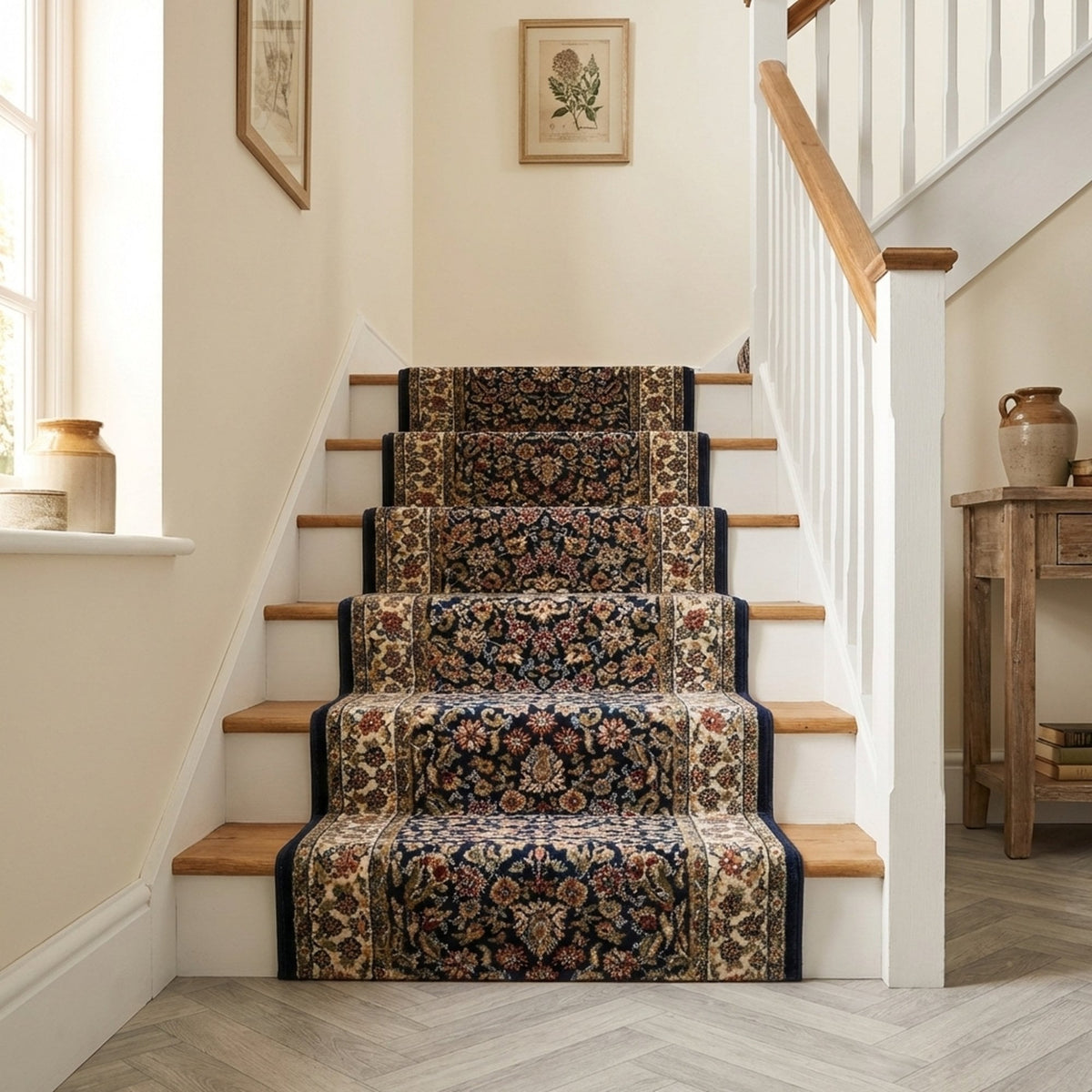 Ancient Garden Blue/Ivory 57078-3434 Stair Runner