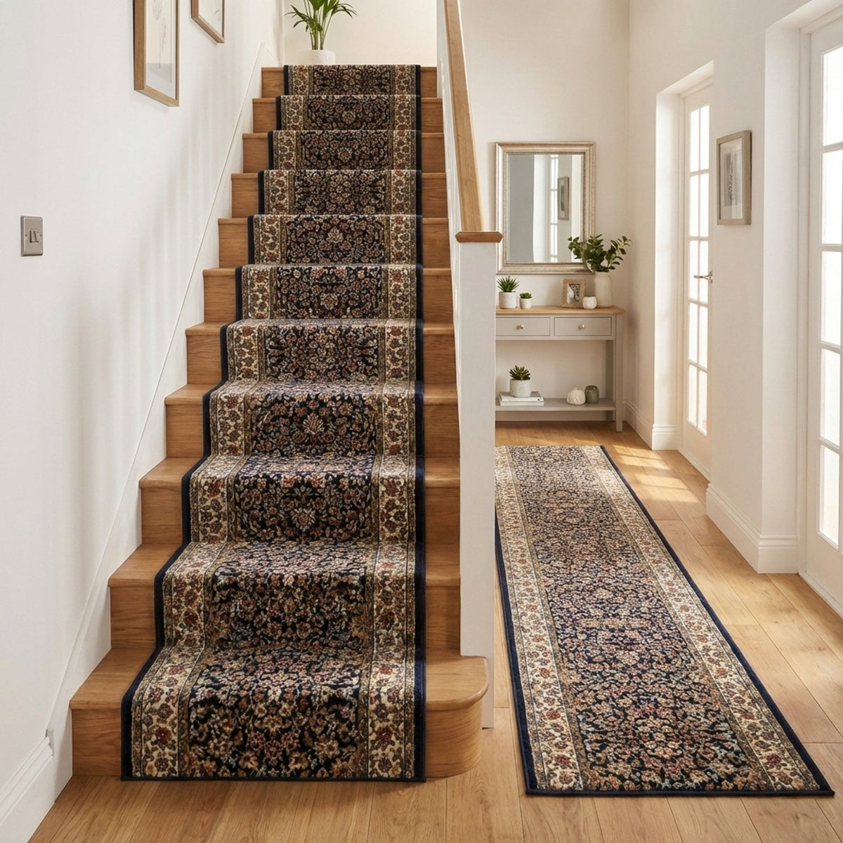 Ancient Garden Blue/Ivory 57078-3434 Stair Runner