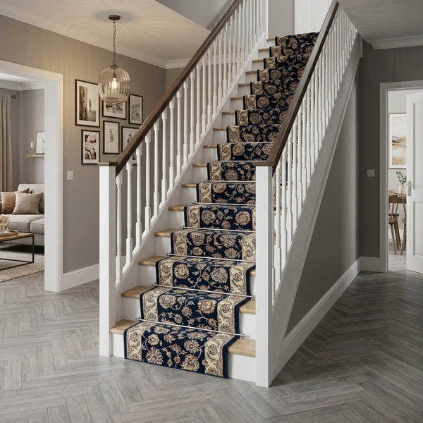 Ancient Garden Blue/Ivory 57365-3464 Stair Runner