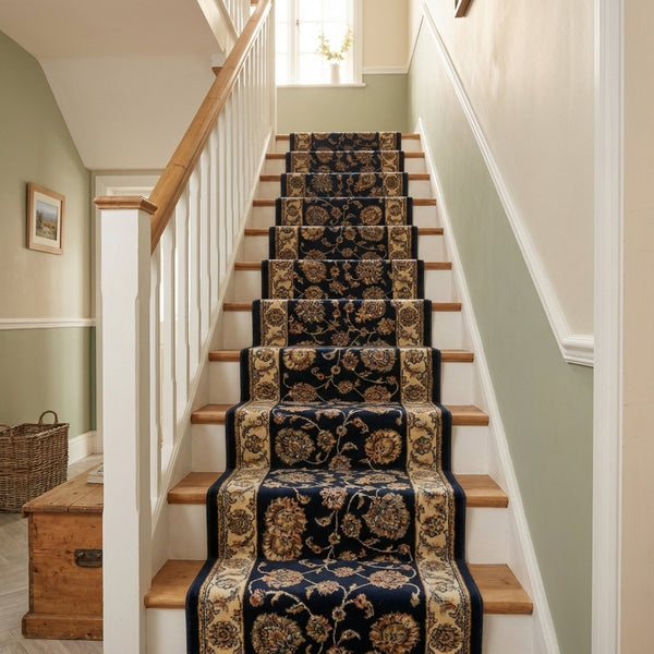 Ancient Garden Blue/Ivory 57365-3464 Stair Runner