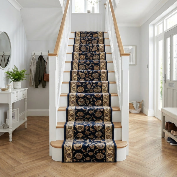 Ancient Garden Blue/Ivory 57365-3464 Stair Runner