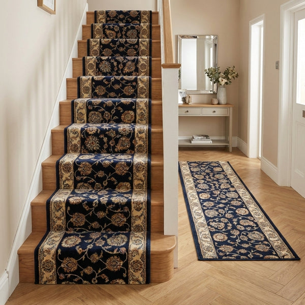 Ancient Garden Blue/Ivory 57365-3464 Stair Runner