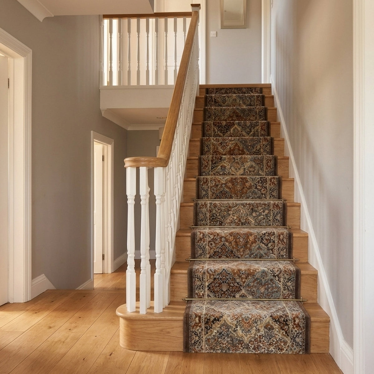 Ancient Garden Brown/Blue 57008-3235 Stair Runner