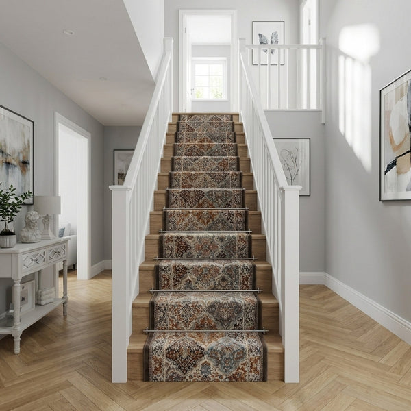 Ancient Garden Brown/Blue 57008-3235 Stair Runner