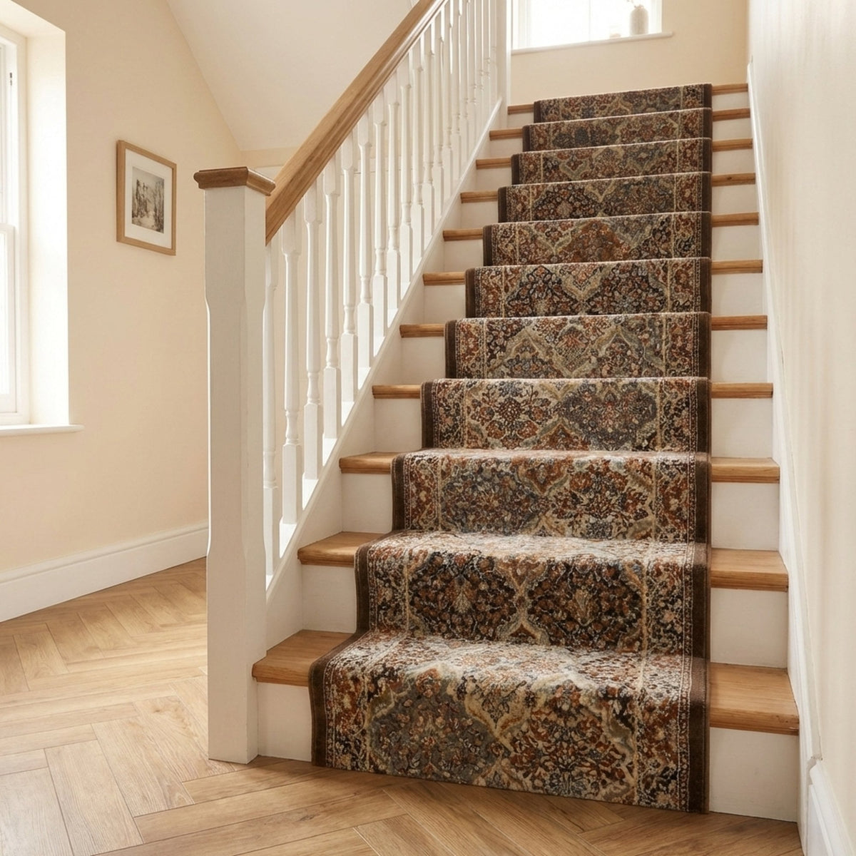 Ancient Garden Brown/Blue 57008-3235 Stair Runner