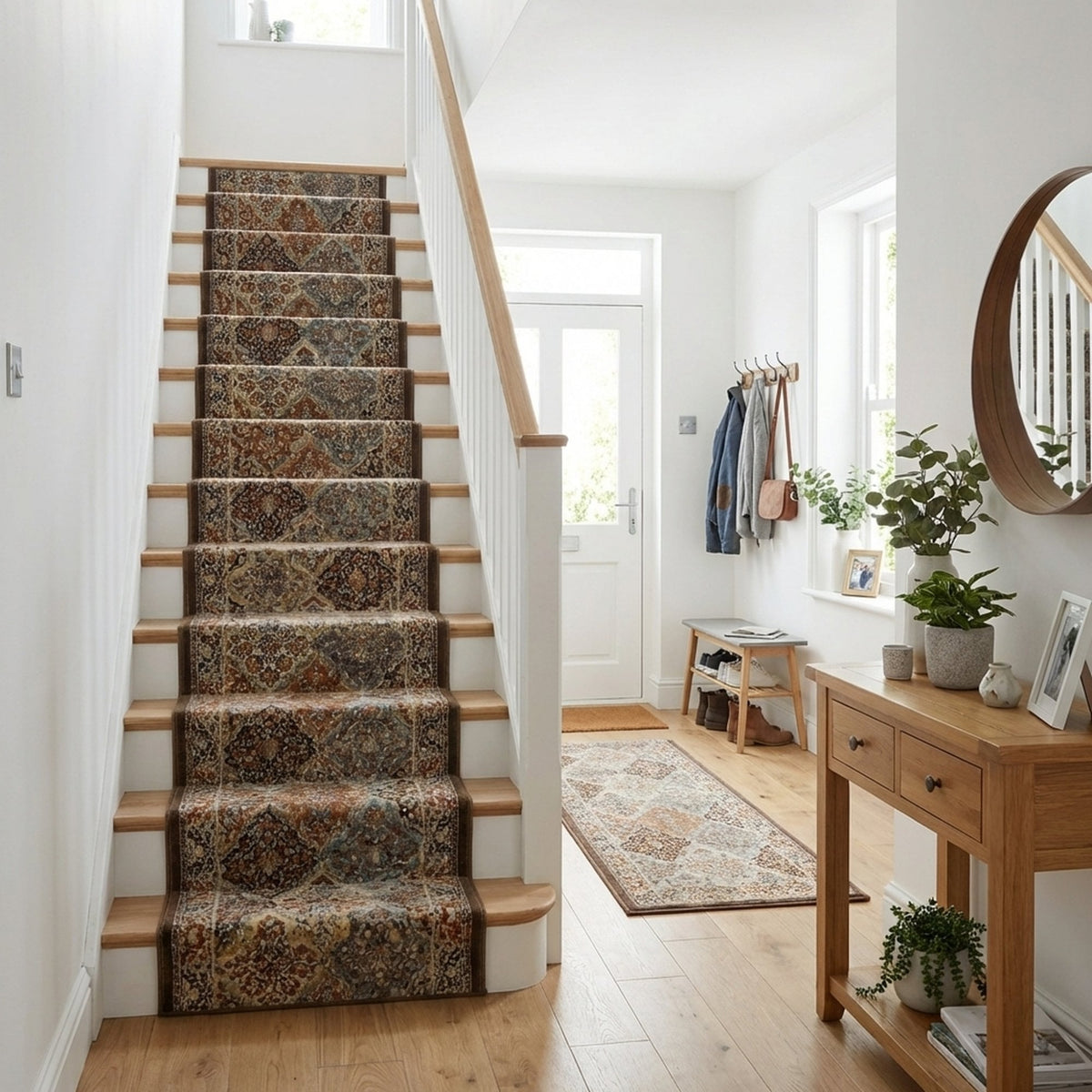Ancient Garden Brown/Blue 57008-3235 Stair Runner
