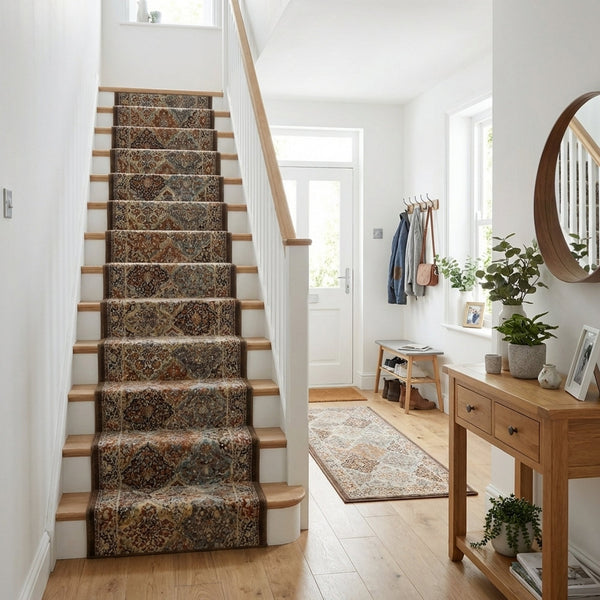 Ancient Garden Brown/Blue 57008-3235 Stair Runner