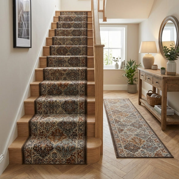 Ancient Garden Brown/Blue 57008-3235 Stair Runner