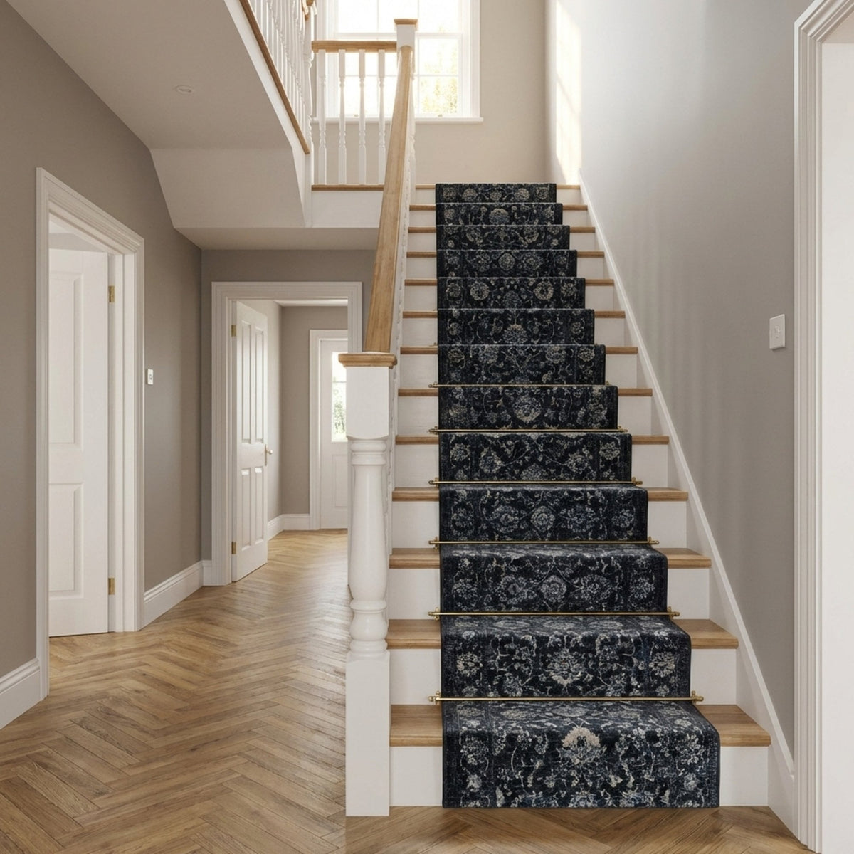 Ancient Garden Charcoal/Silver 57126-3636 Stair Runner