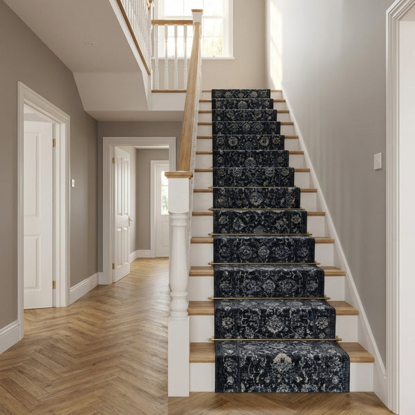 Ancient Garden Charcoal/Silver 57126-3636 Stair Runner
