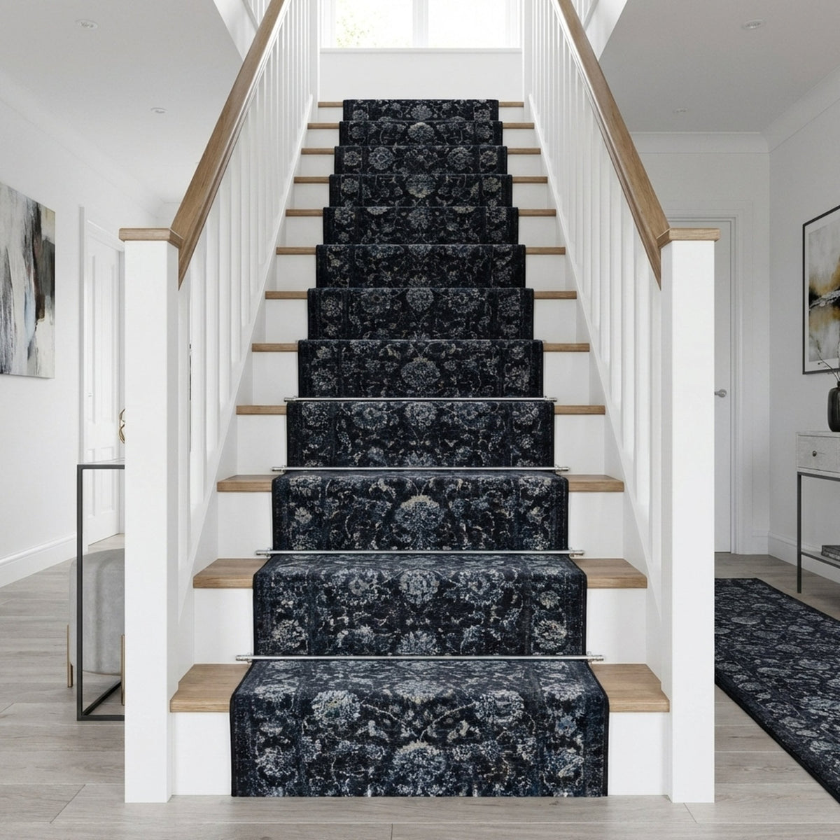 Ancient Garden Charcoal/Silver 57126-3636 Stair Runner
