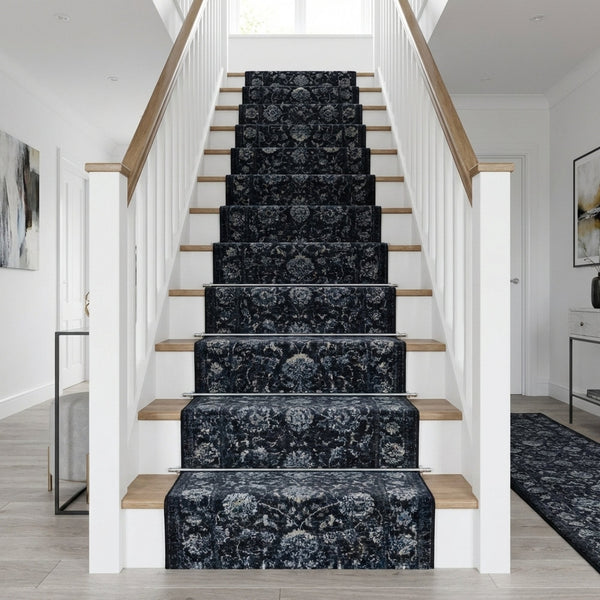 Ancient Garden Charcoal/Silver 57126-3636 Stair Runner