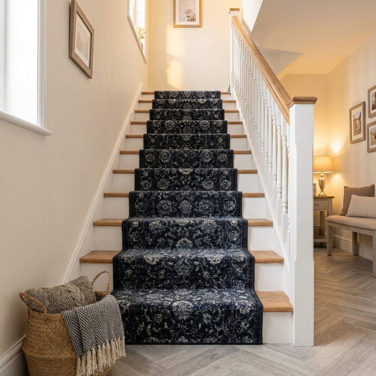 Ancient Garden Charcoal/Silver 57126-3636 Stair Runner