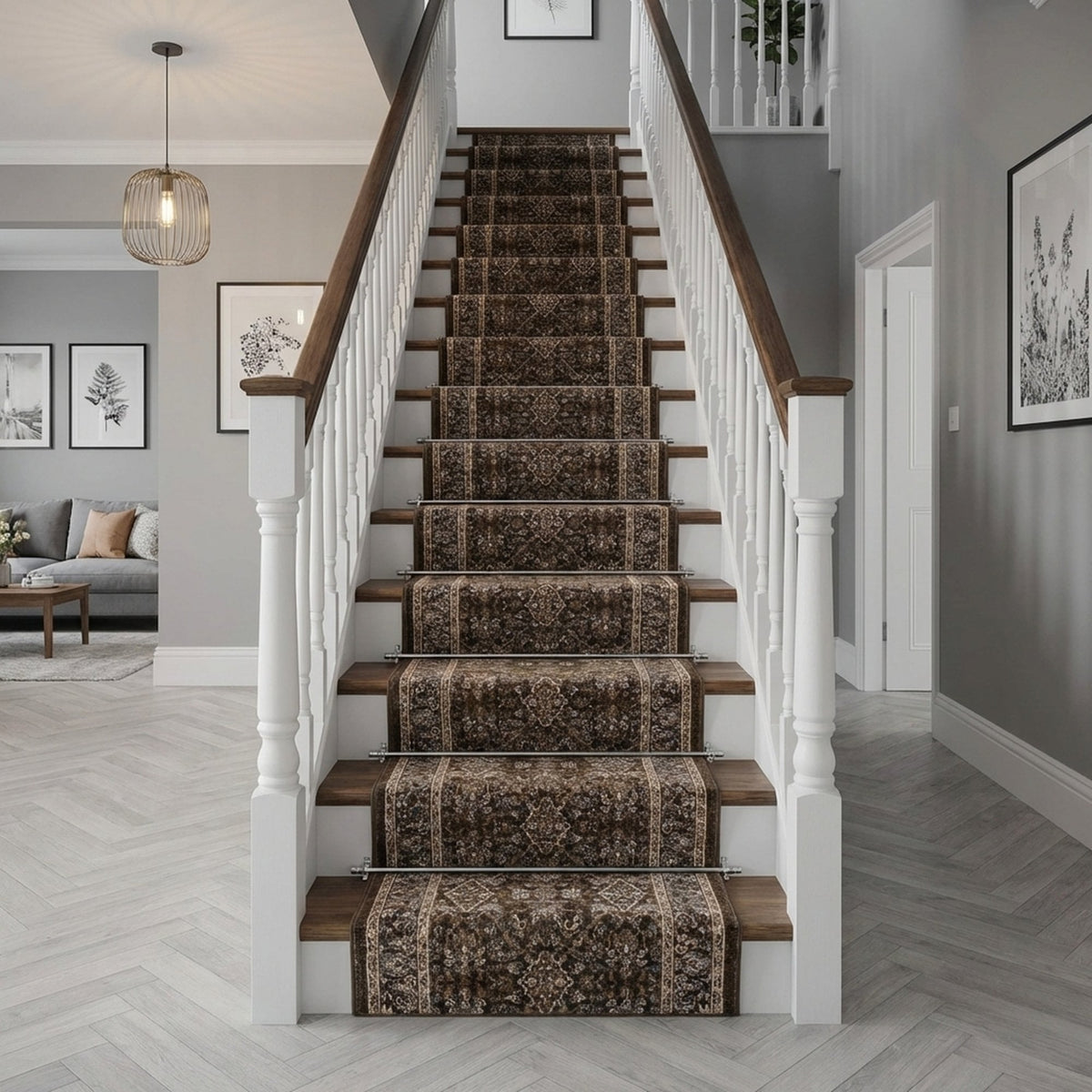 Ancient Garden Marron Foncé/Beige 57276-3235 Tapis d’escalier