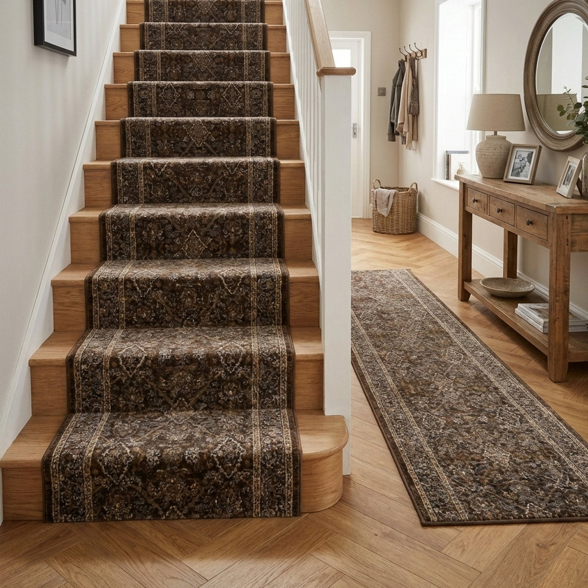 Ancient Garden Marron Foncé/Beige 57276-3235 Tapis d’escalier