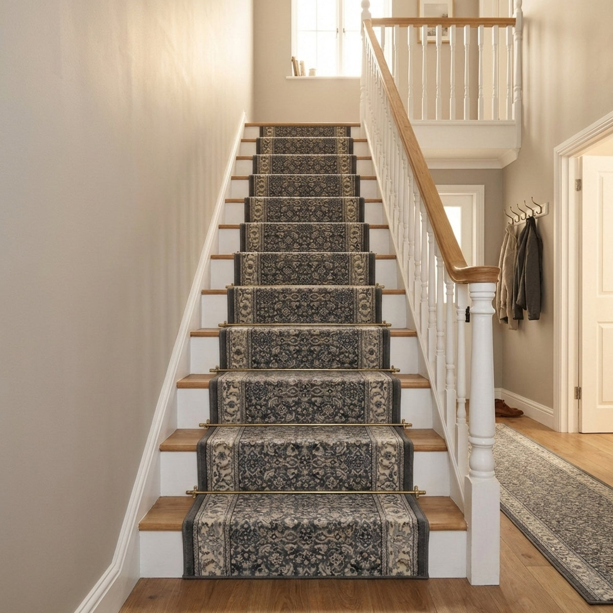 Ancient Garden Gray/Cream 57011-5666 Stair Runner