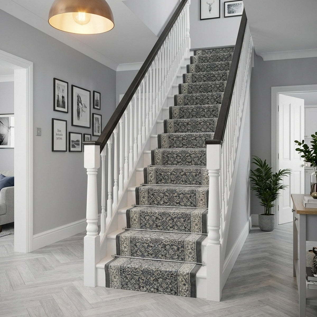 Ancient Garden Gray/Cream 57011-5666 Stair Runner