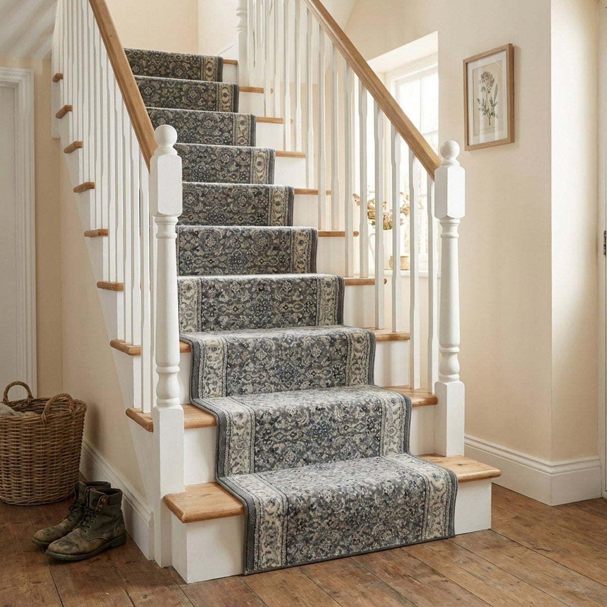 Ancient Garden Gray/Cream 57011-5666 Stair Runner