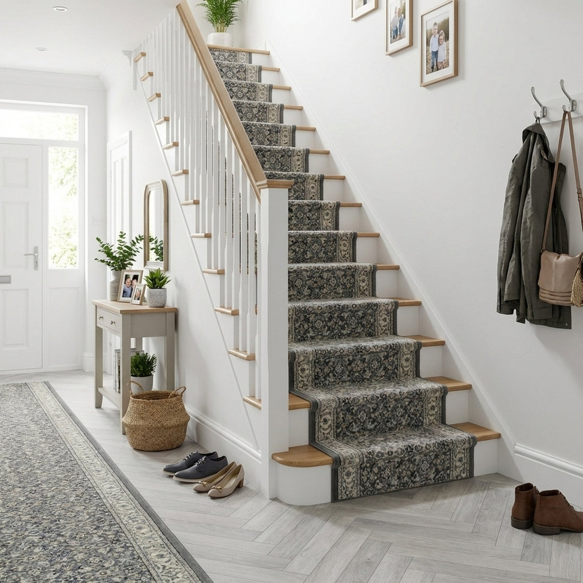 Ancient Garden Gray/Cream 57011-5666 Stair Runner